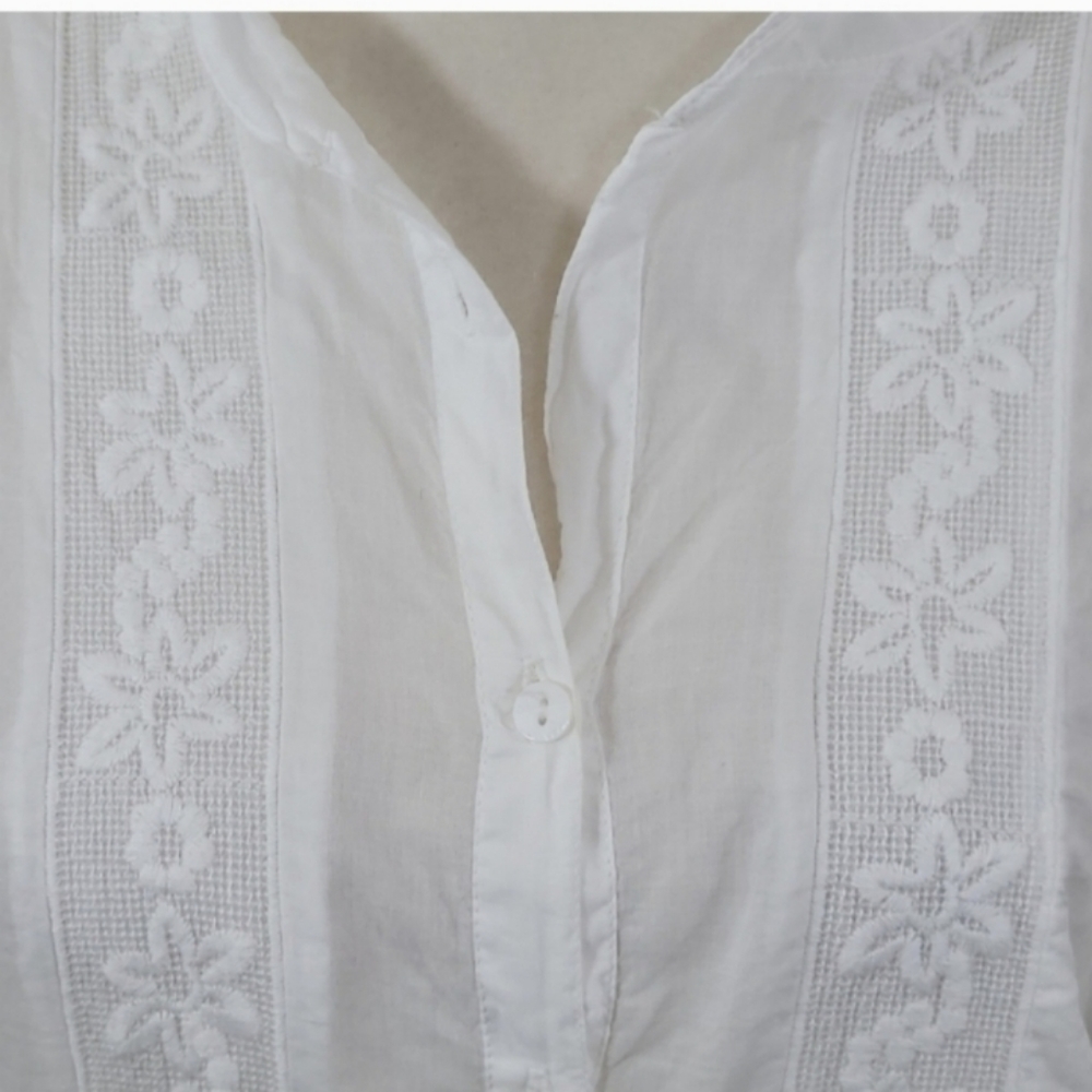 Johnny Was White Embroidered Drawstring Blouse - Picture 2 of 10